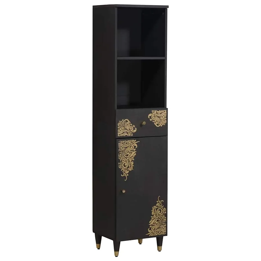 Armoire de salle de bain avec tiroir Noir 38 x 33 x 160 cm