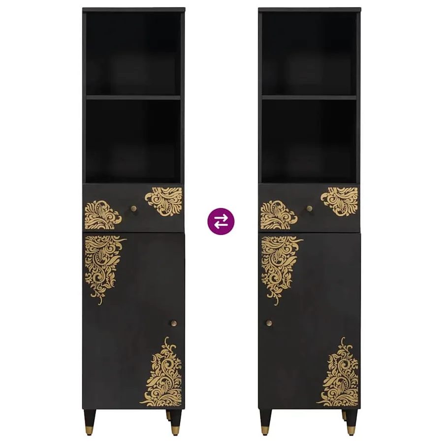 Armoire de salle de bain avec tiroir Noir 38 x 33 x 160 cm - 10