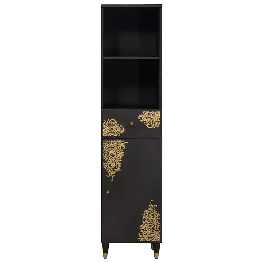 Armoire de salle de bain avec tiroir Noir 38 x 33 x 160 cm - 3