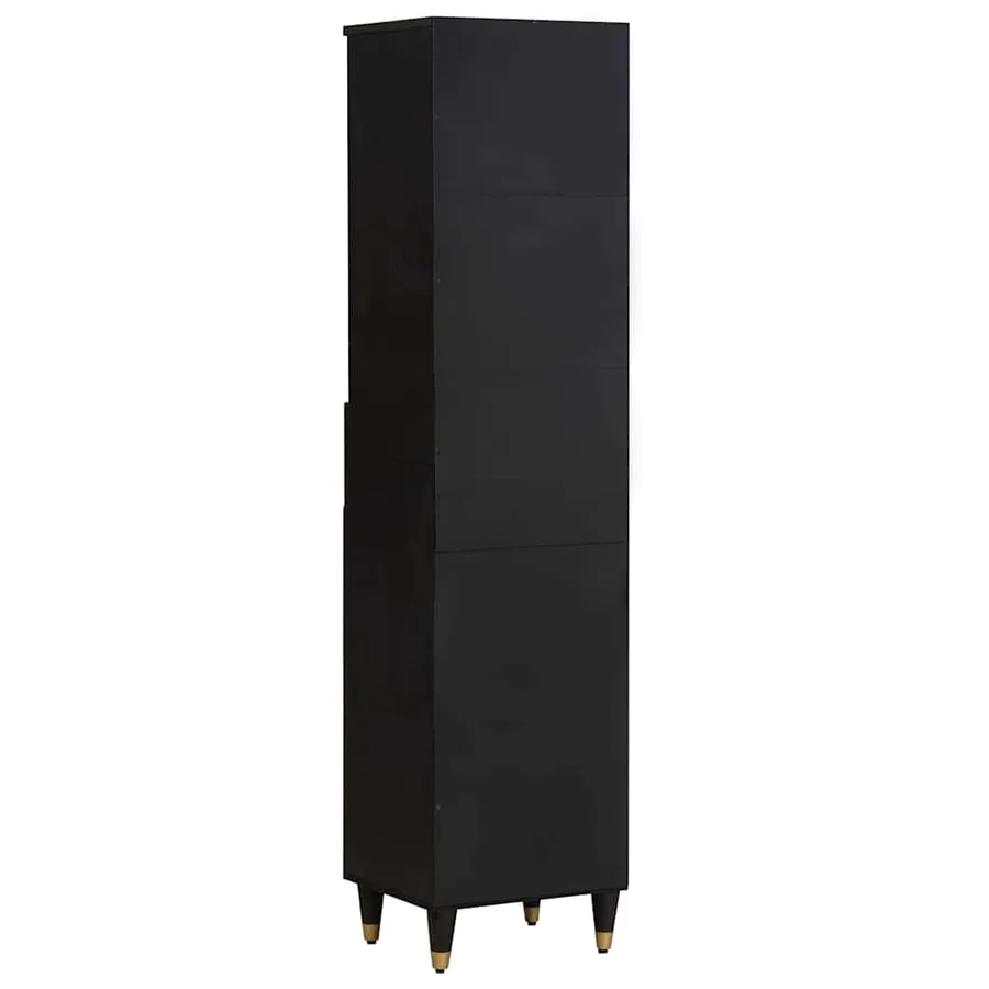 Armoire de salle de bain avec tiroir Noir 38 x 33 x 160 cm - 5