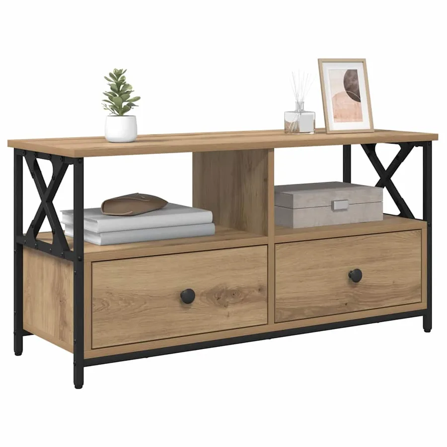 Meuble TV 90 x 33 x 45 cm Chêne artisanal - 3