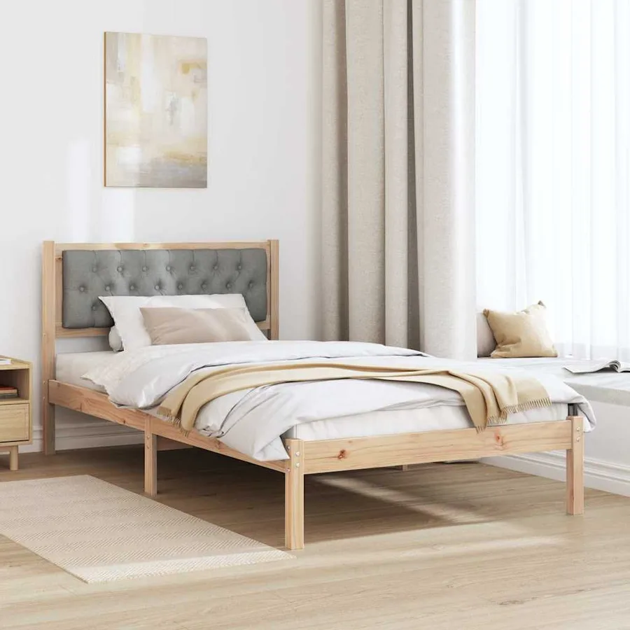 Cadre de lit Gris clair 100 x 200 cm Pin massif - 4