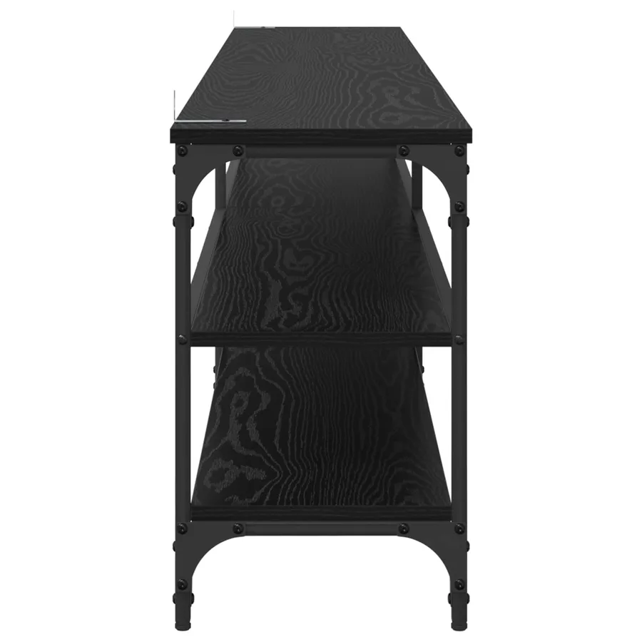 Meuble TV Chêne noir 200 x 30 x 50 cm Bois d'ingénierie et fer - 6