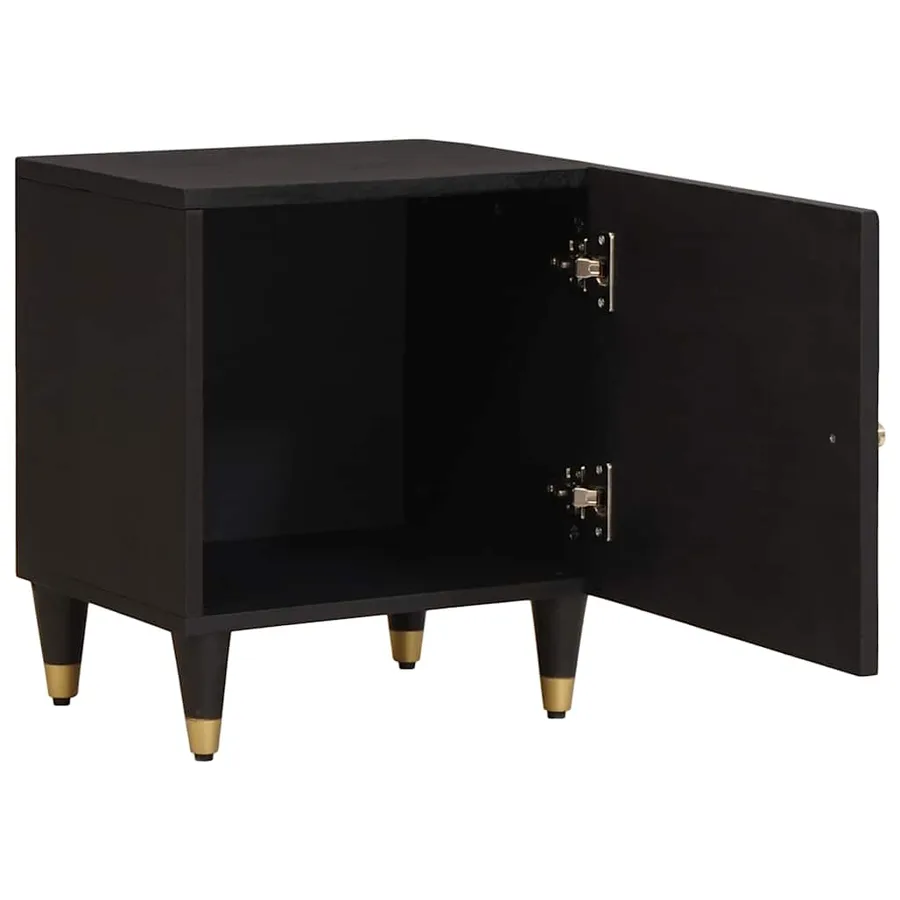 Cabinet de chevet avec porte 2 pcs Noir 40 x 33 x 46 cm - 3