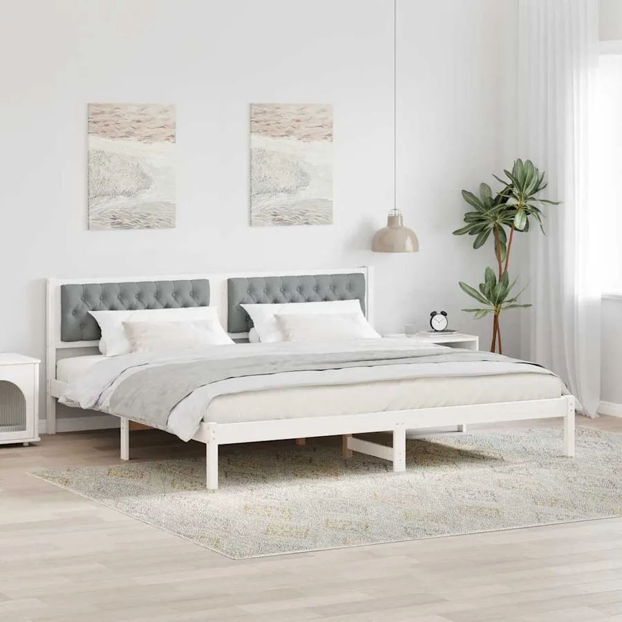 Cadre de lit Gris clair 200 x 200 cm Pin massif