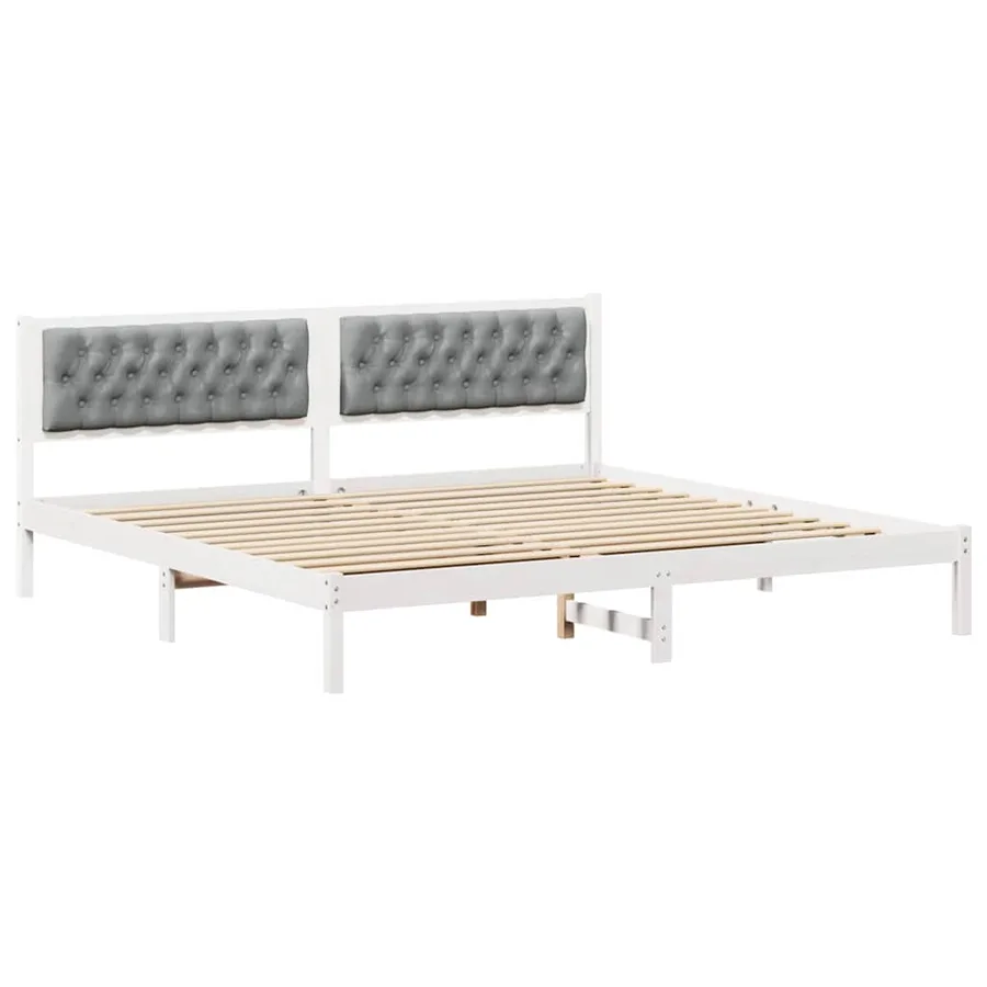 Cadre de lit Gris clair 200 x 200 cm Pin massif - 2