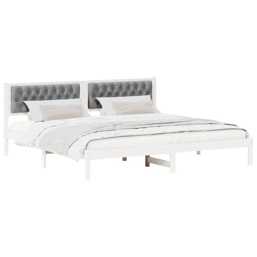 Cadre de lit Gris clair 200 x 200 cm Pin massif - 3