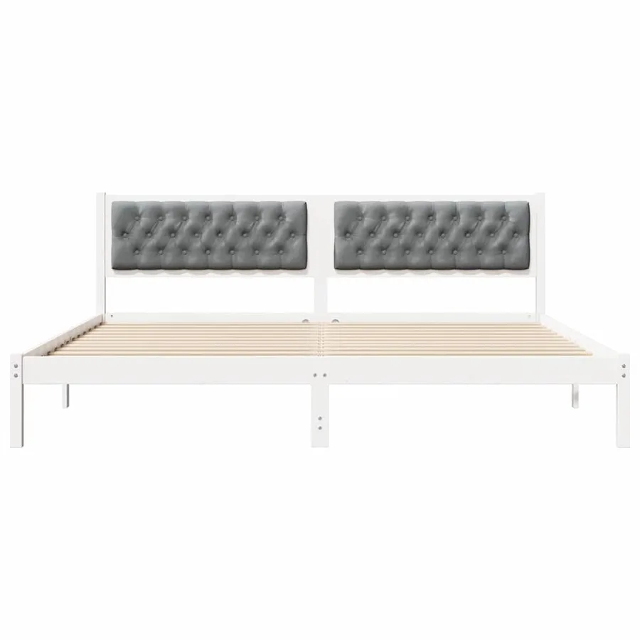 Cadre de lit Gris clair 200 x 200 cm Pin massif - 5