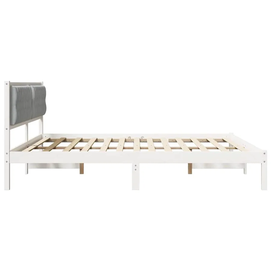 Cadre de lit Gris clair 200 x 200 cm Pin massif - 6