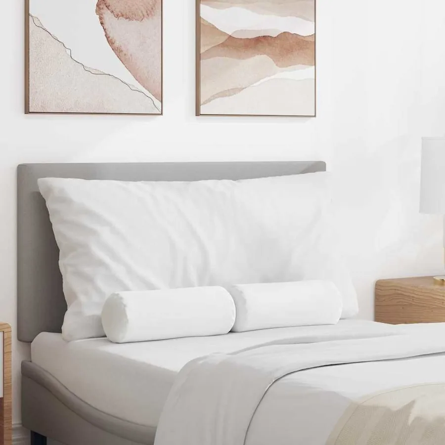 Coussins d'accent 2 pcs Blanc Ø 15 x 40 cm tissu