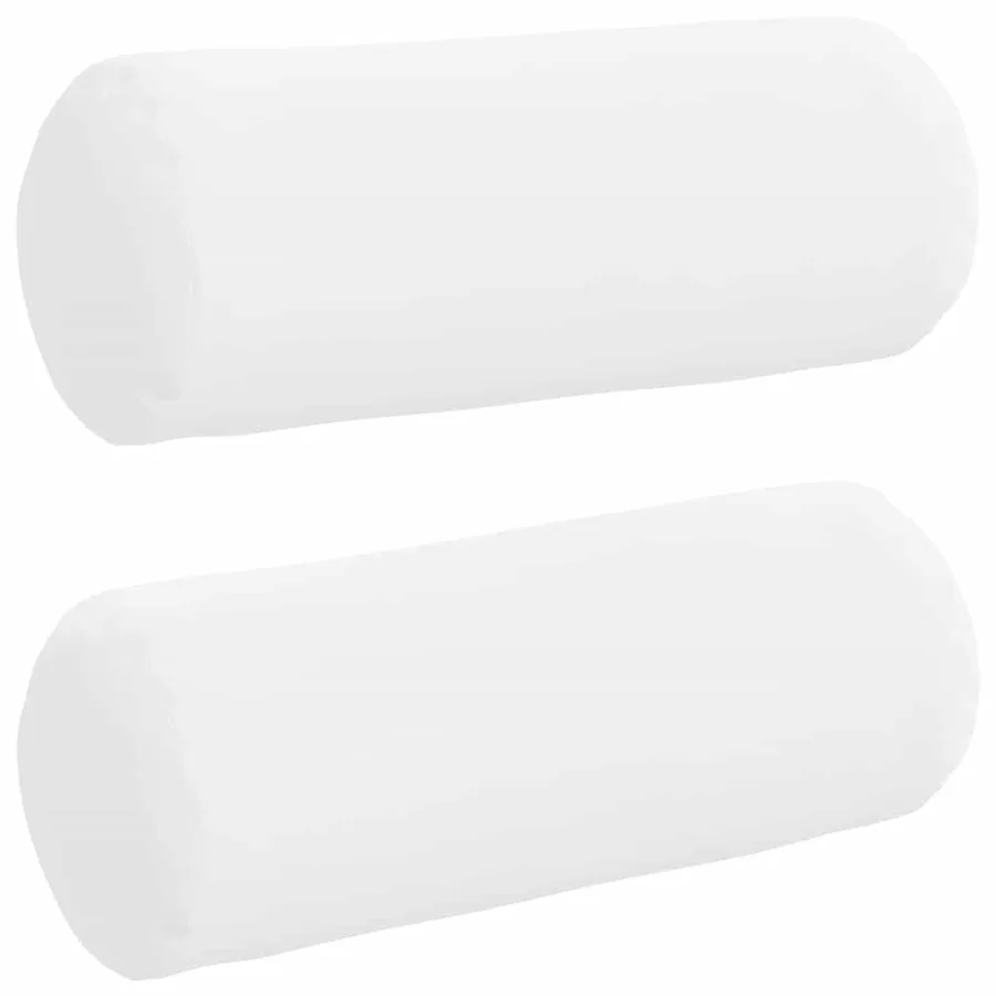 Coussins d'accent 2 pcs Blanc Ø 15 x 40 cm tissu - 2