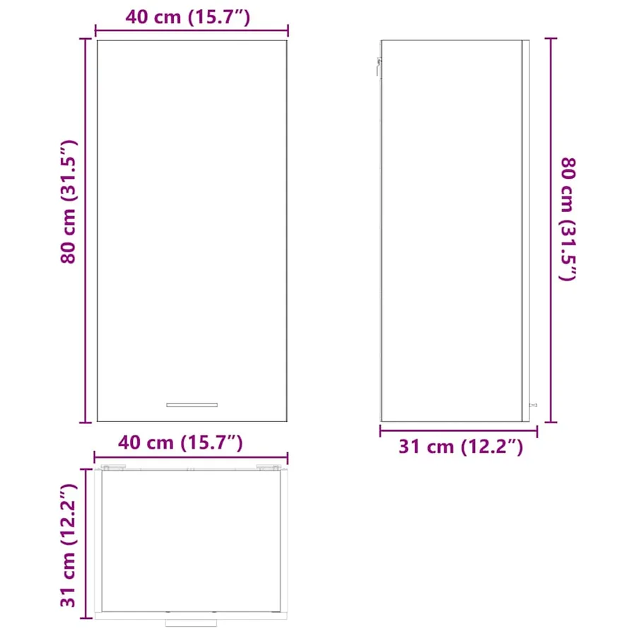 Armoire suspendue Chêne Artisan et Blanc 40 x 31 x 80 cm - 13