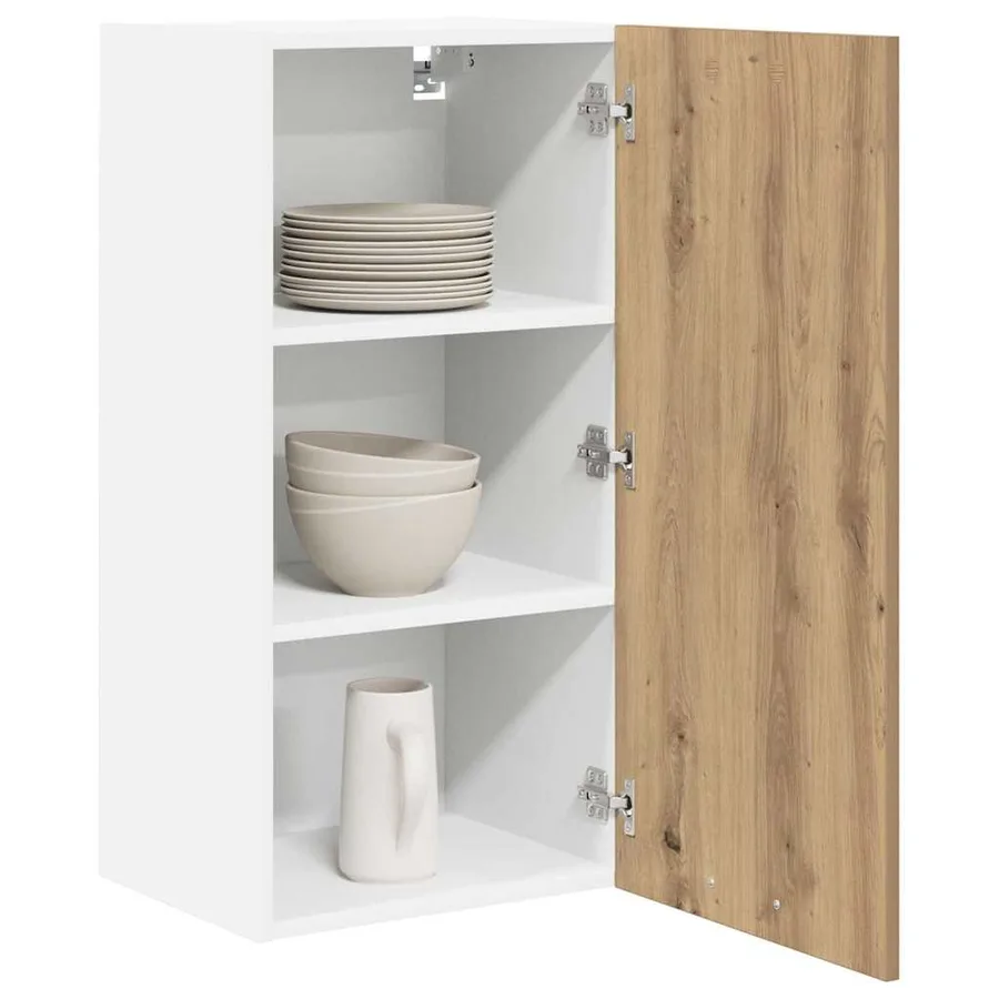 Armoire suspendue Chêne Artisan et Blanc 40 x 31 x 80 cm - 3
