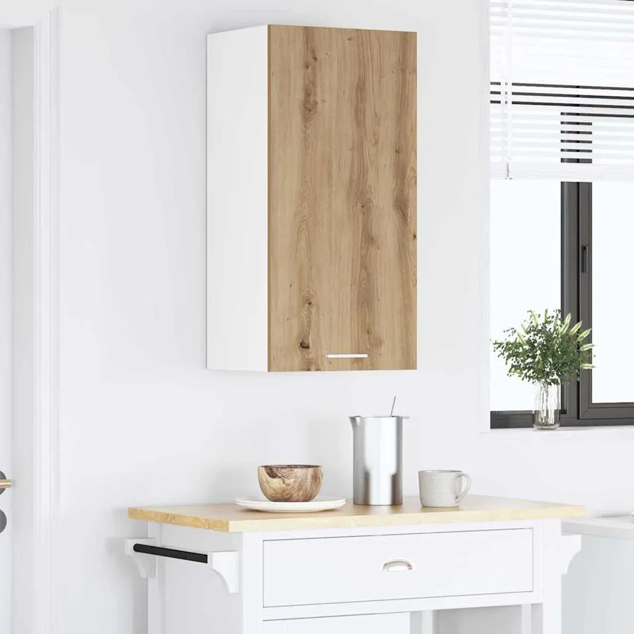 Armoire suspendue Chêne Artisan et Blanc 40 x 31 x 80 cm - 4