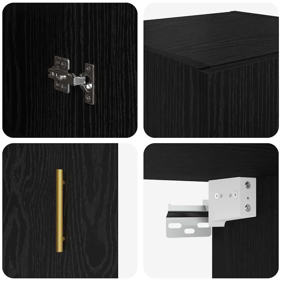 Meuble mural Chêne noir 34,5 x 34 x 90 cm Bois d'ingénierie - 9