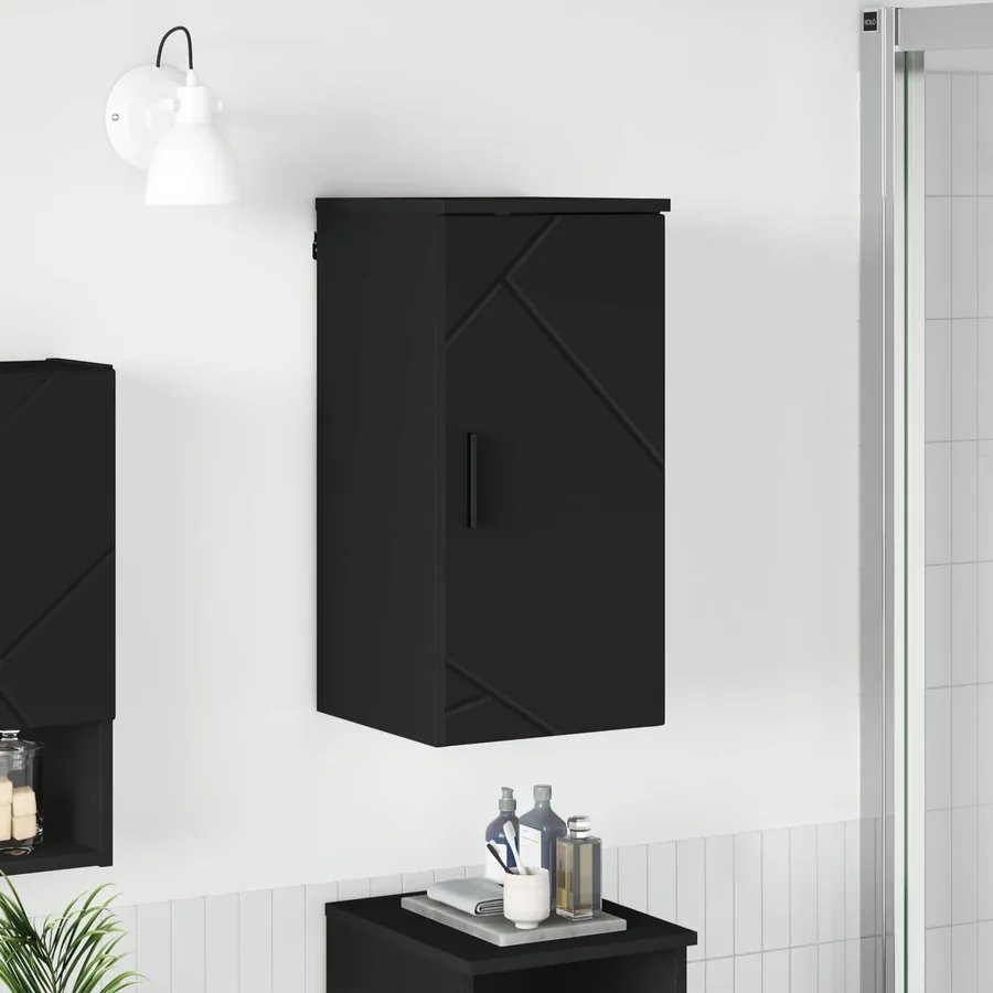 Cabinet de salle de bain Montage mural Noir 30 x 31,5 x 61 cm