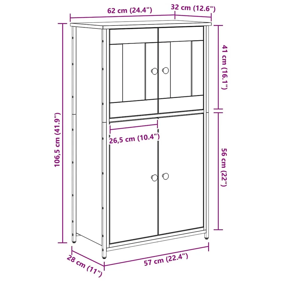 Haut Armoire Chêne artisanal 62 x 32 x 106,5 cm - 14