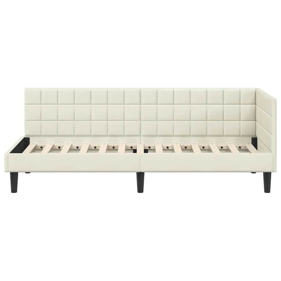 Cadre de lit d'angle Crème 80 cm x 200 cm Velours - 5