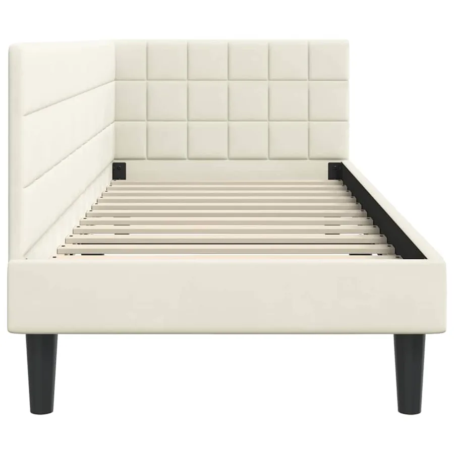 Cadre de lit d'angle Crème 80 cm x 200 cm Velours - 6