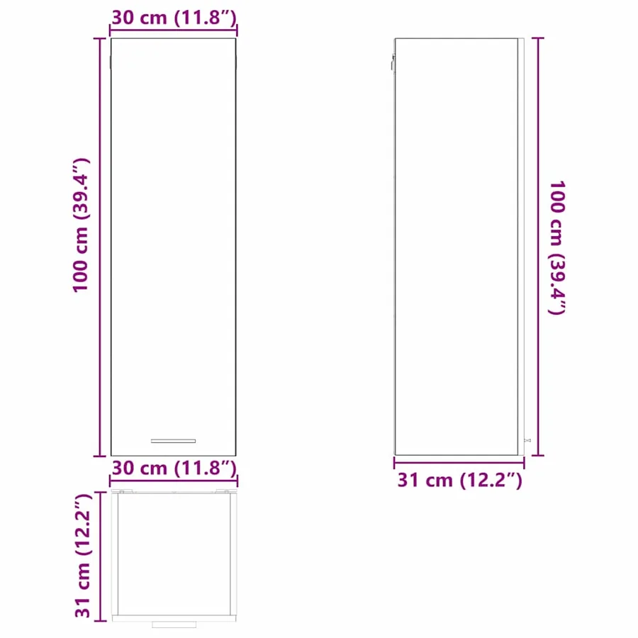 Armoire suspendue avec stockage Bois ancien 30 x 31 x 100 cm - 13
