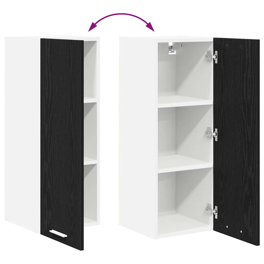 Armoire suspendue Chêne noir et Blanc 30 x 31 x 80 cm - 11