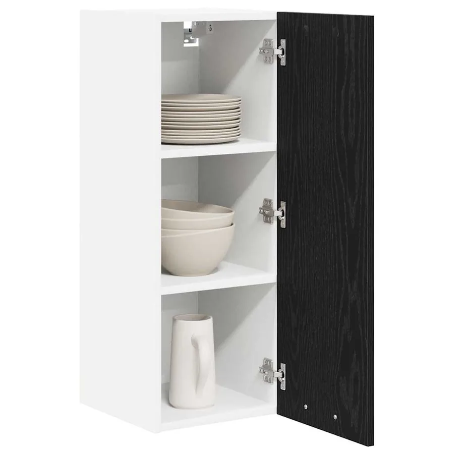 Armoire suspendue Chêne noir et Blanc 30 x 31 x 80 cm - 3