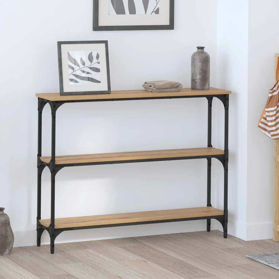 Table console Chêne artisanal 100 x 22,5 x 75 cm