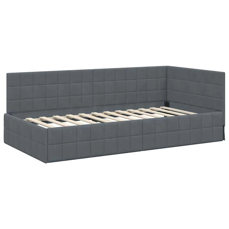 Cadre de lit d'angle avec matelas 2 pcs Gris Velours - 6