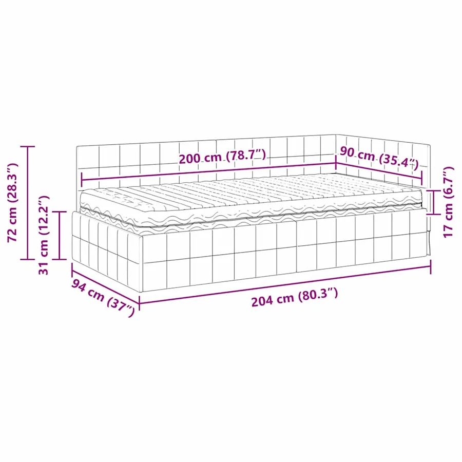 Cadre de lit d'angle avec matelas 2 pcs Bleu Velours - 14
