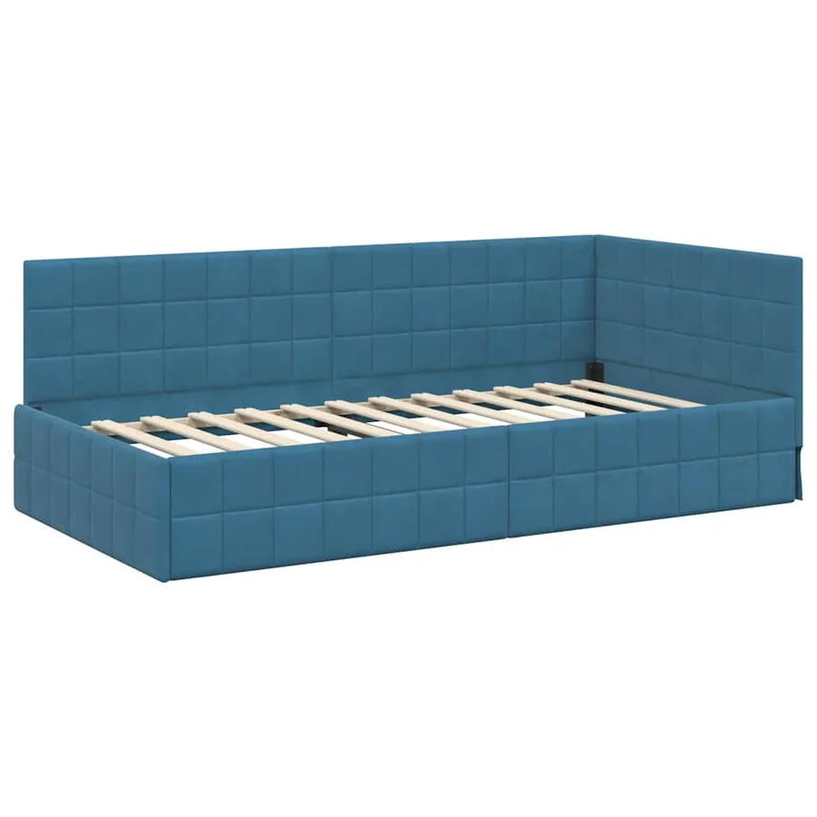 Cadre de lit d'angle avec matelas 2 pcs Bleu Velours - 6