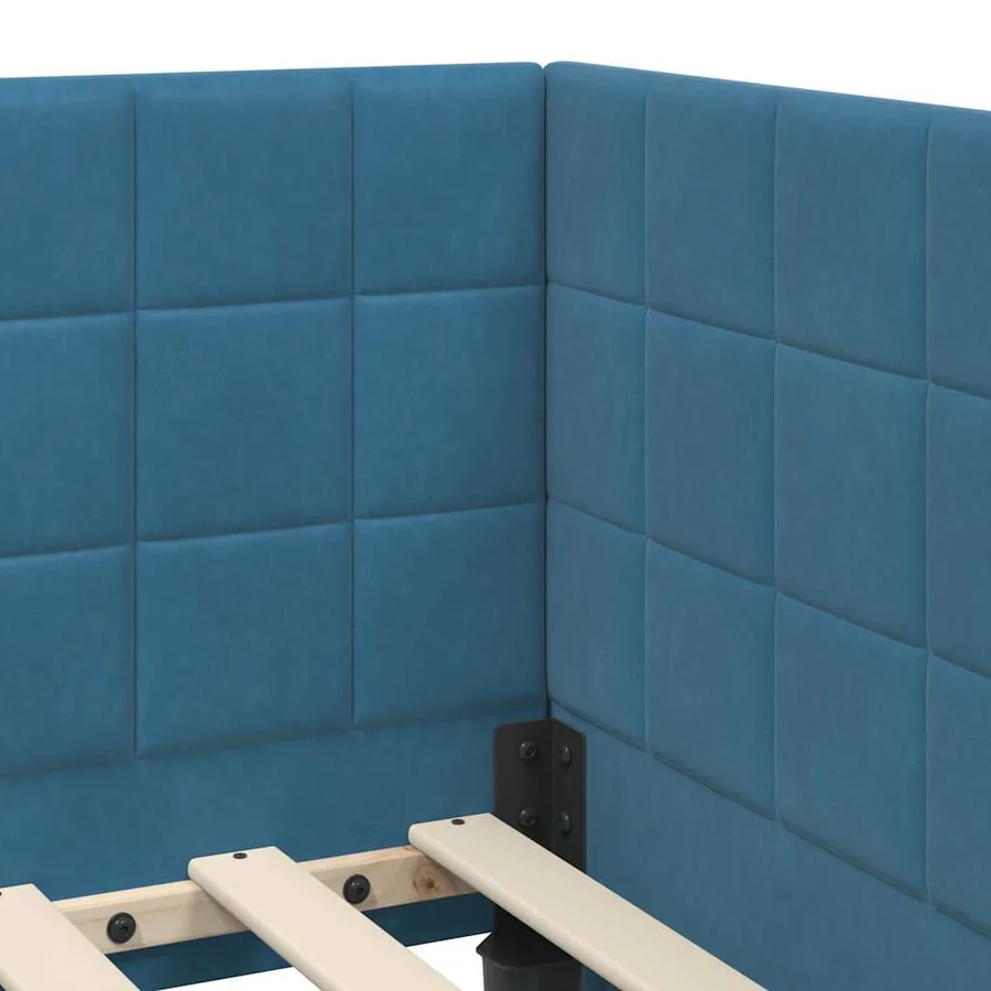 Cadre de lit d'angle avec matelas 2 pcs Bleu Velours - 8