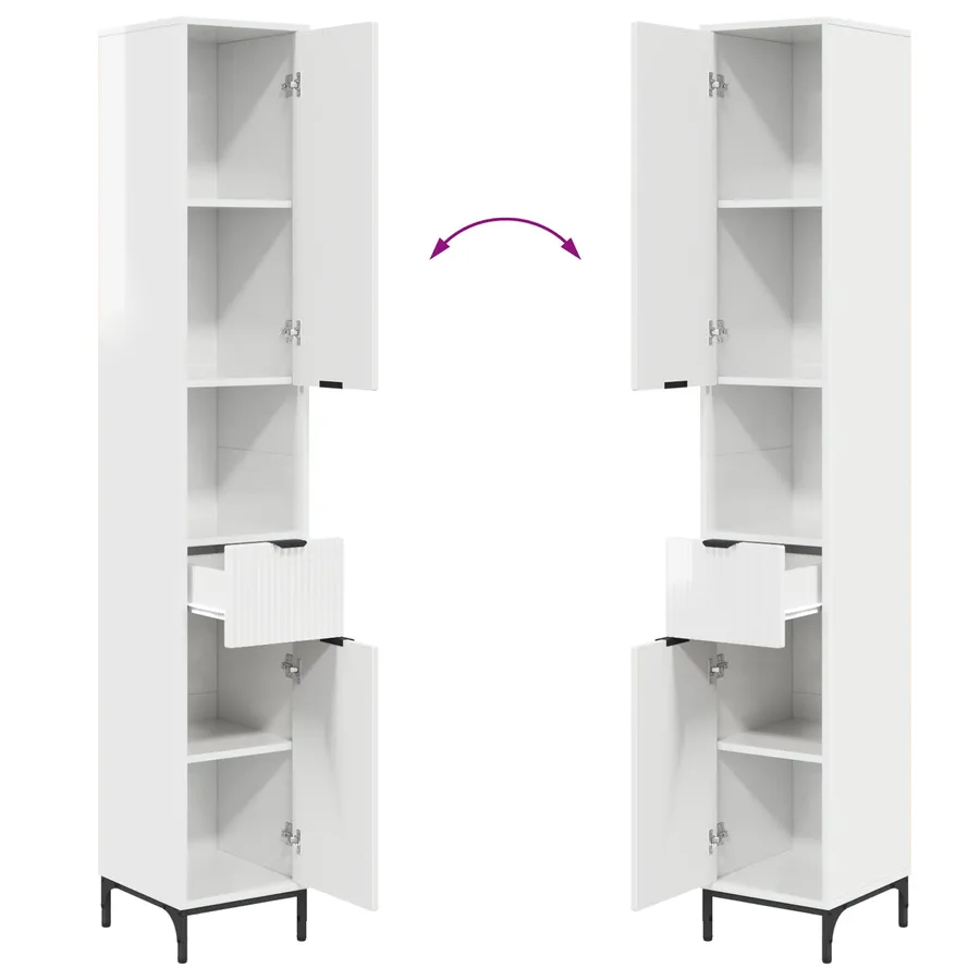 Cabinet de salle de bain Blanc brillant 31,5 x 33 x 190 cm - 12