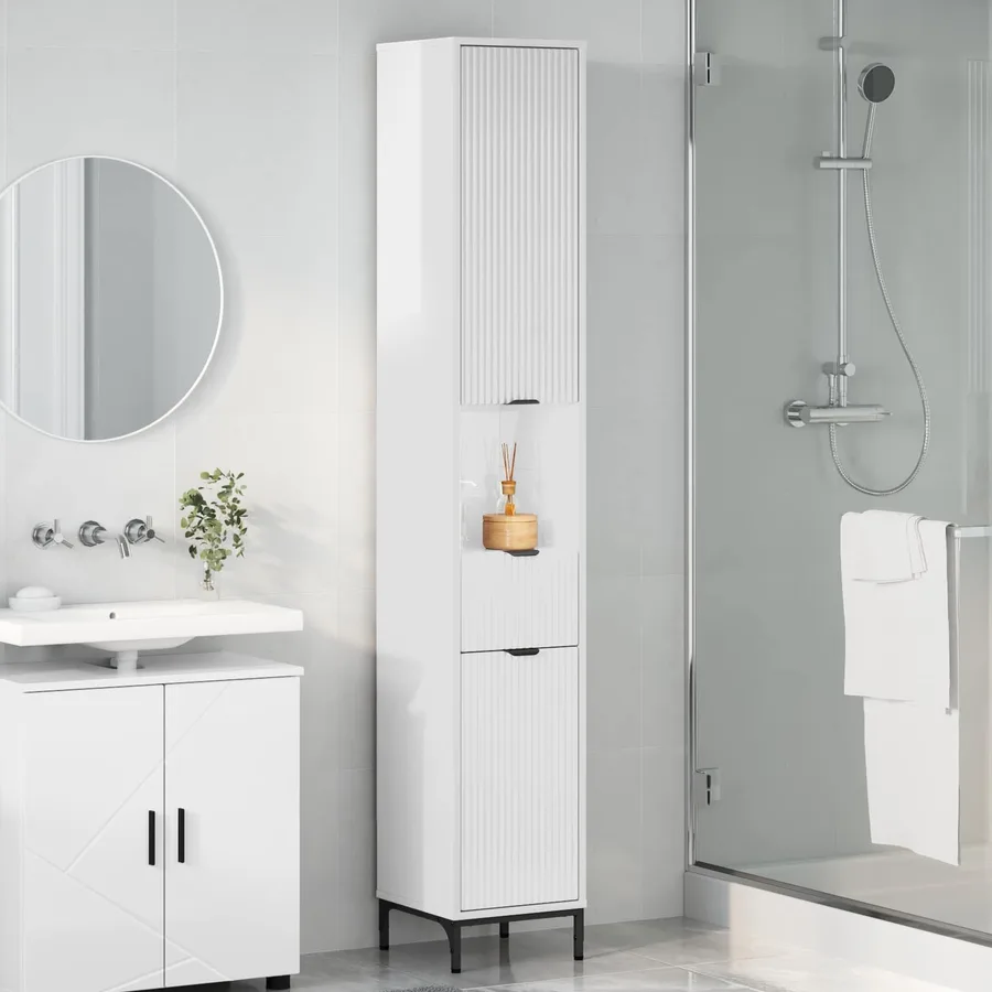 Cabinet de salle de bain Blanc brillant 31,5 x 33 x 190 cm - 4