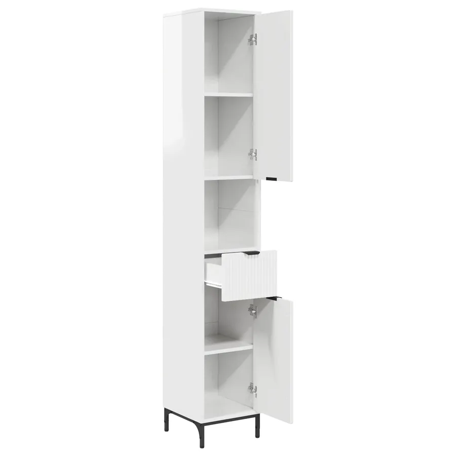 Cabinet de salle de bain Blanc brillant 31,5 x 33 x 190 cm - 5