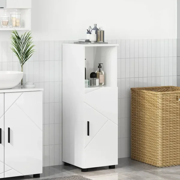 Cabinet de salle de bain Blanc brillant 30 x 35 x 95 cm