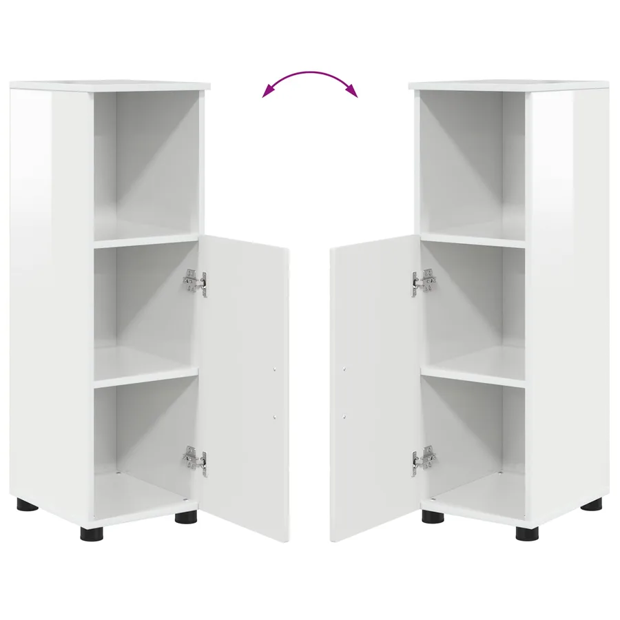 Cabinet de salle de bain Blanc brillant 30 x 35 x 95 cm - 12