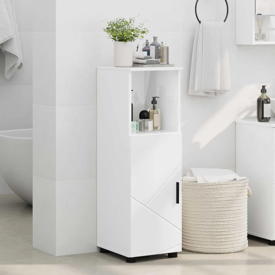 Cabinet de salle de bain Blanc brillant 30 x 35 x 95 cm - 4