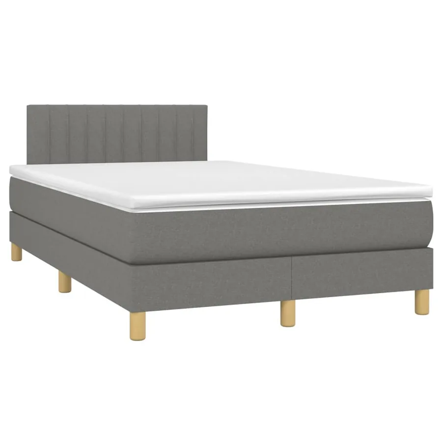 Sommier à lattes de lit et matelas et LED Gris foncé 120x200 cm - 4