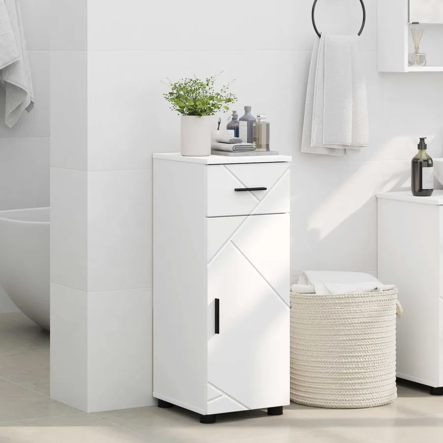 Cabinet de salle de bain avec tiroir Blanc 30 x 35 x 80 cm - 4
