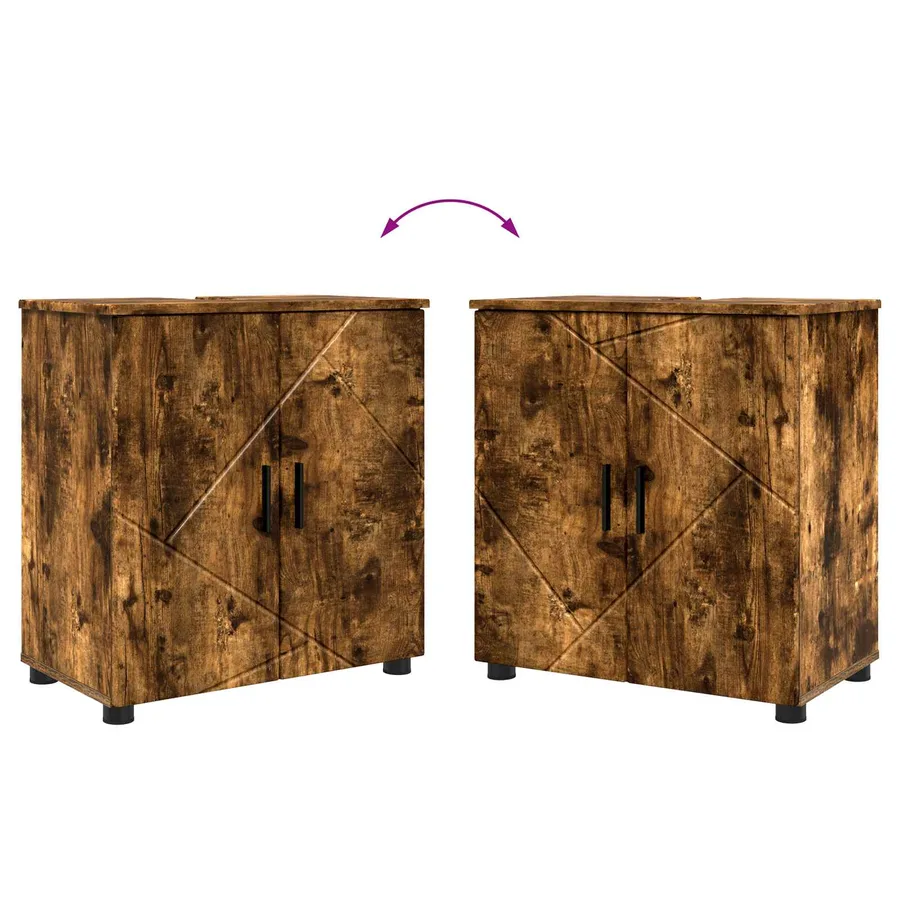 Cabinet de salle de bain avec porte Chêne fumé 61 x 35 x 64 cm - 12