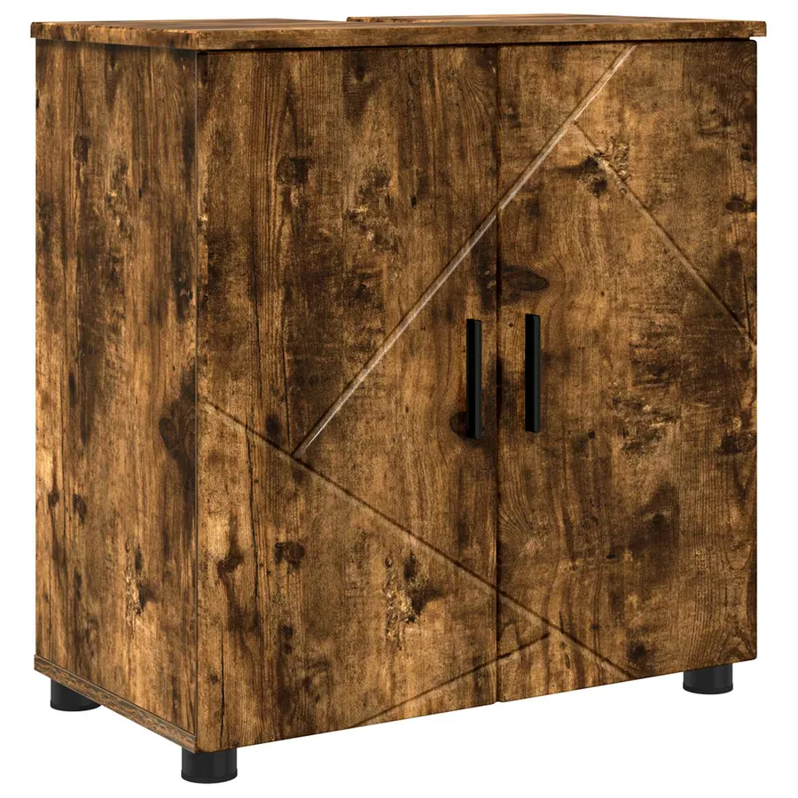 Cabinet de salle de bain avec porte Chêne fumé 61 x 35 x 64 cm - 2