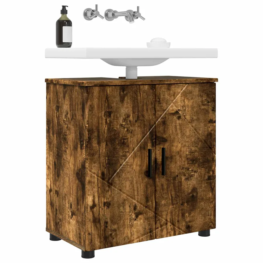 Cabinet de salle de bain avec porte Chêne fumé 61 x 35 x 64 cm - 3