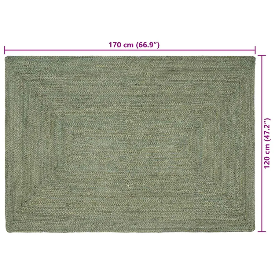 Tapis de surface Rectangulaire Vert olive 120 x 170 cm Jute - 7