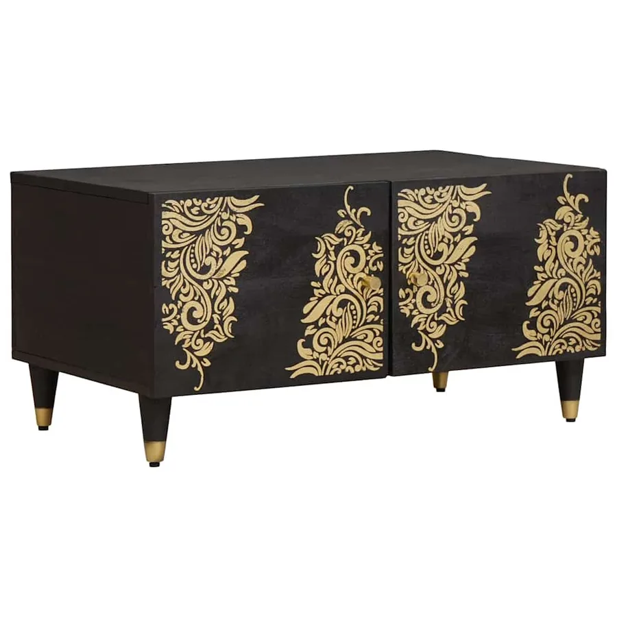 Table basse Noir 80 x 50 x 40 cm Bois de mangue massif