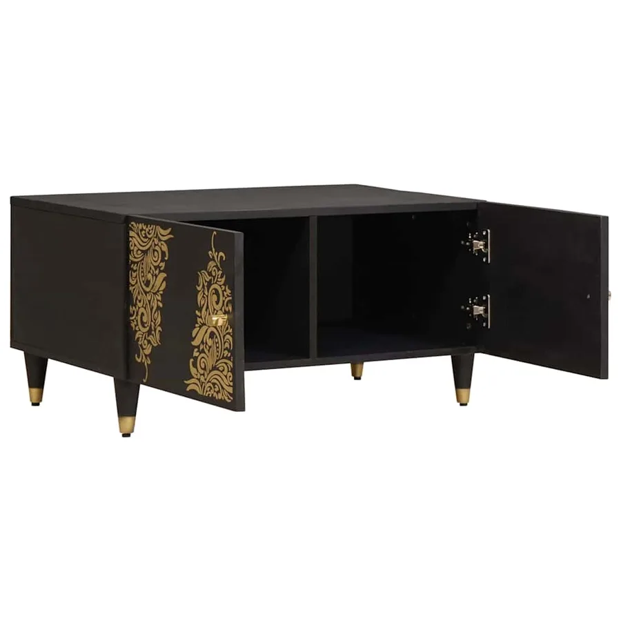 Table basse Noir 80 x 50 x 40 cm Bois de mangue massif - 2