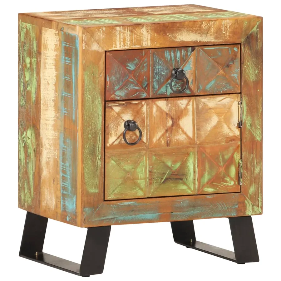 Table de chevet 40 x 30 x 50 cm Bois de récupération massif - 11