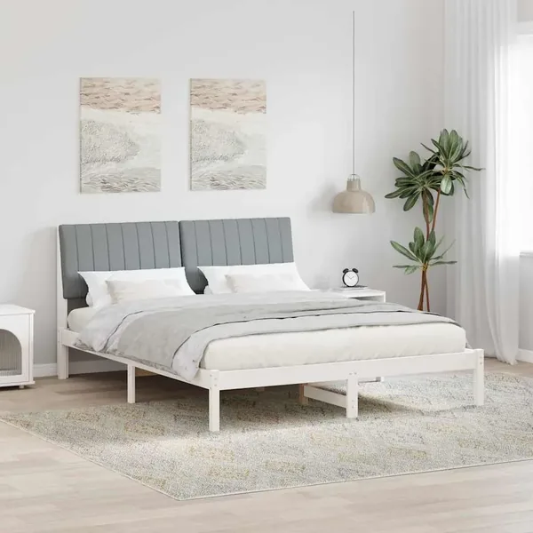 Cadre de lit avec tête de lit Blanc 150 x 200 cm Pin massif