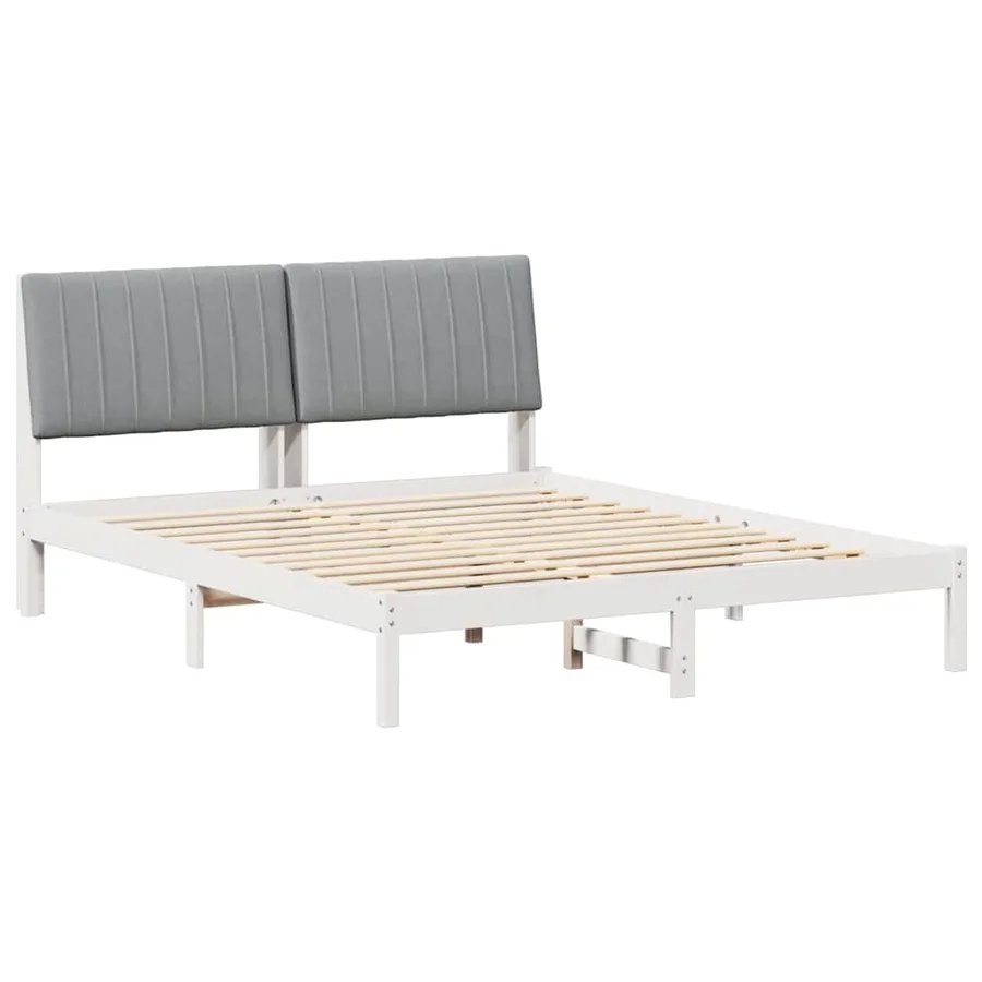Cadre de lit avec tête de lit Blanc 150 x 200 cm Pin massif - 2