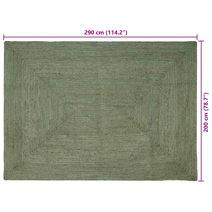Tapis de surface Rectangulaire Vert olive 200 x 290 cm Jute - 7