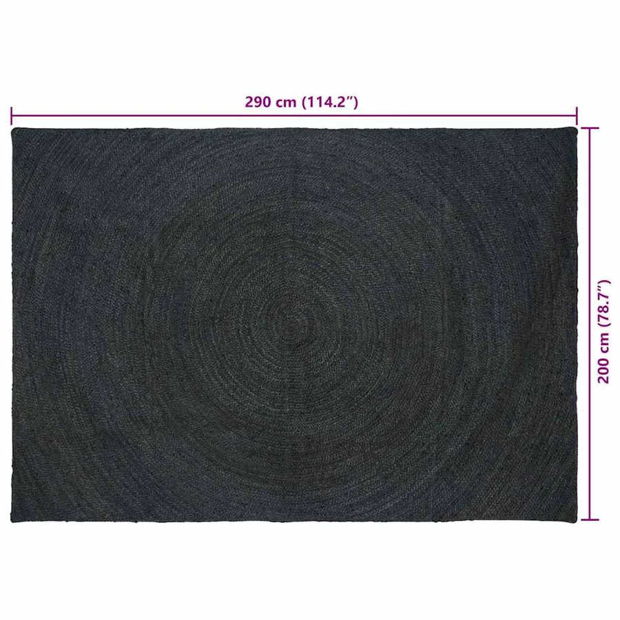 Tapis de surface Gris foncé 200 x 290 cm Jute - 9